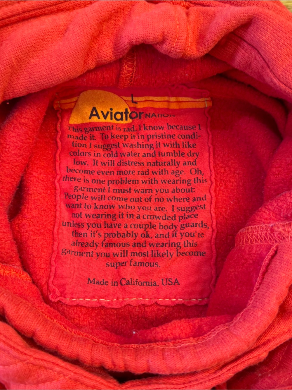 Aviator Nation Ninja Pullover Hoodie in Red - Size Large Light Cozy Sweatshirt - Picture 2 of 7
